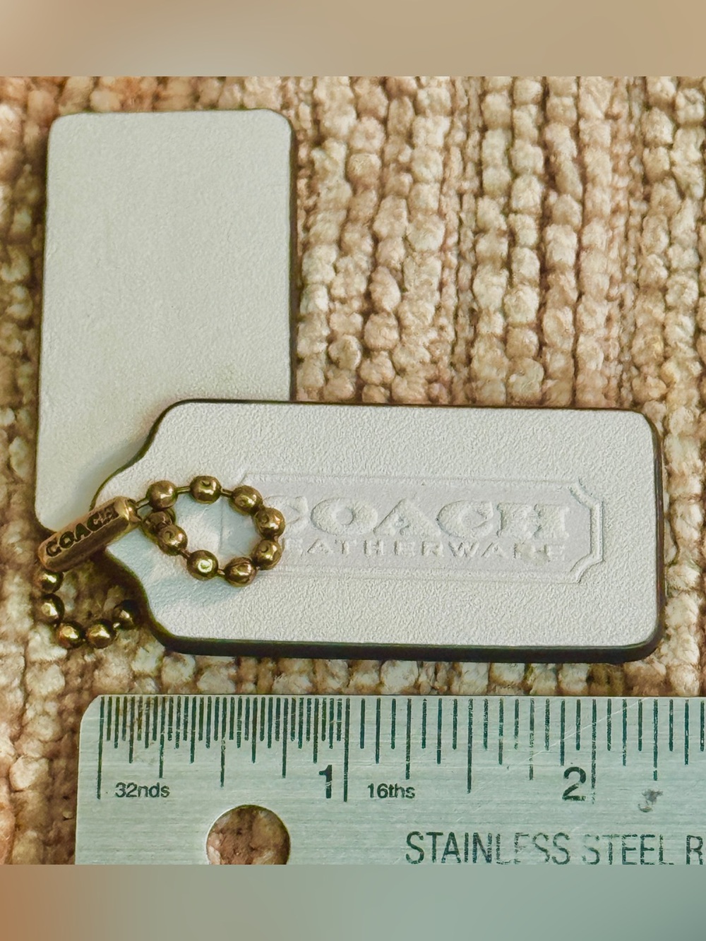 Coach Leather Double Sided Embossed + the gold stamped Curved Zip Bag Tag - Picture 5 of 15